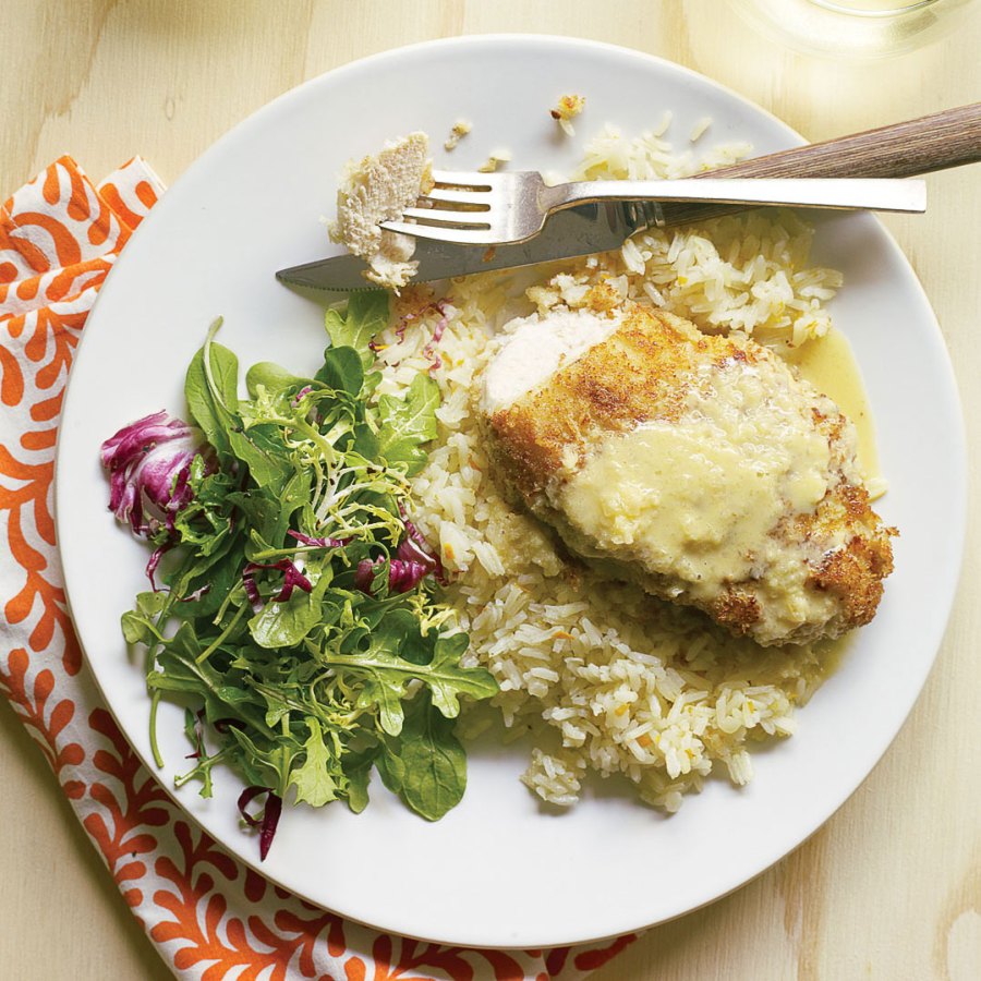 Macadamia Chicken with Orange-Ginger Sauce and Coconut Pilaf